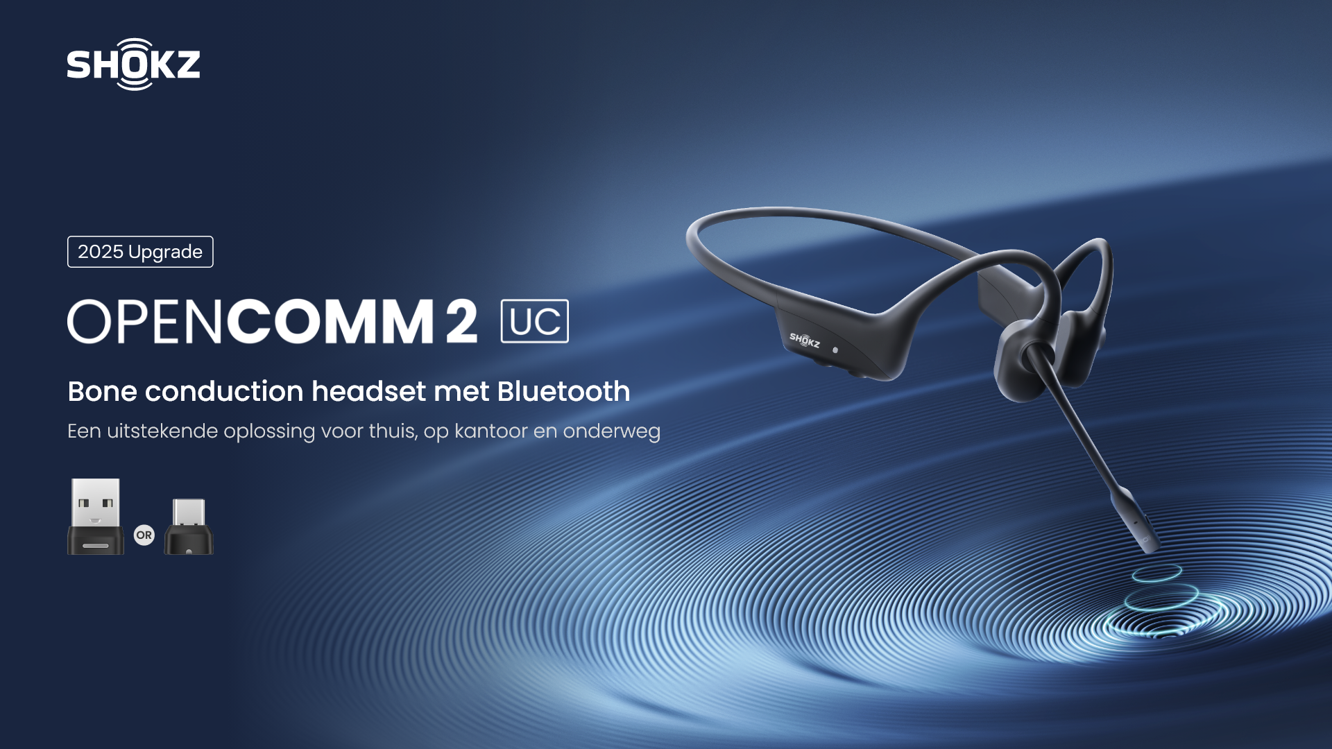 SHOKZ OpenComm2 UC 2025 Upgrade Headphones with USB-C Adapter