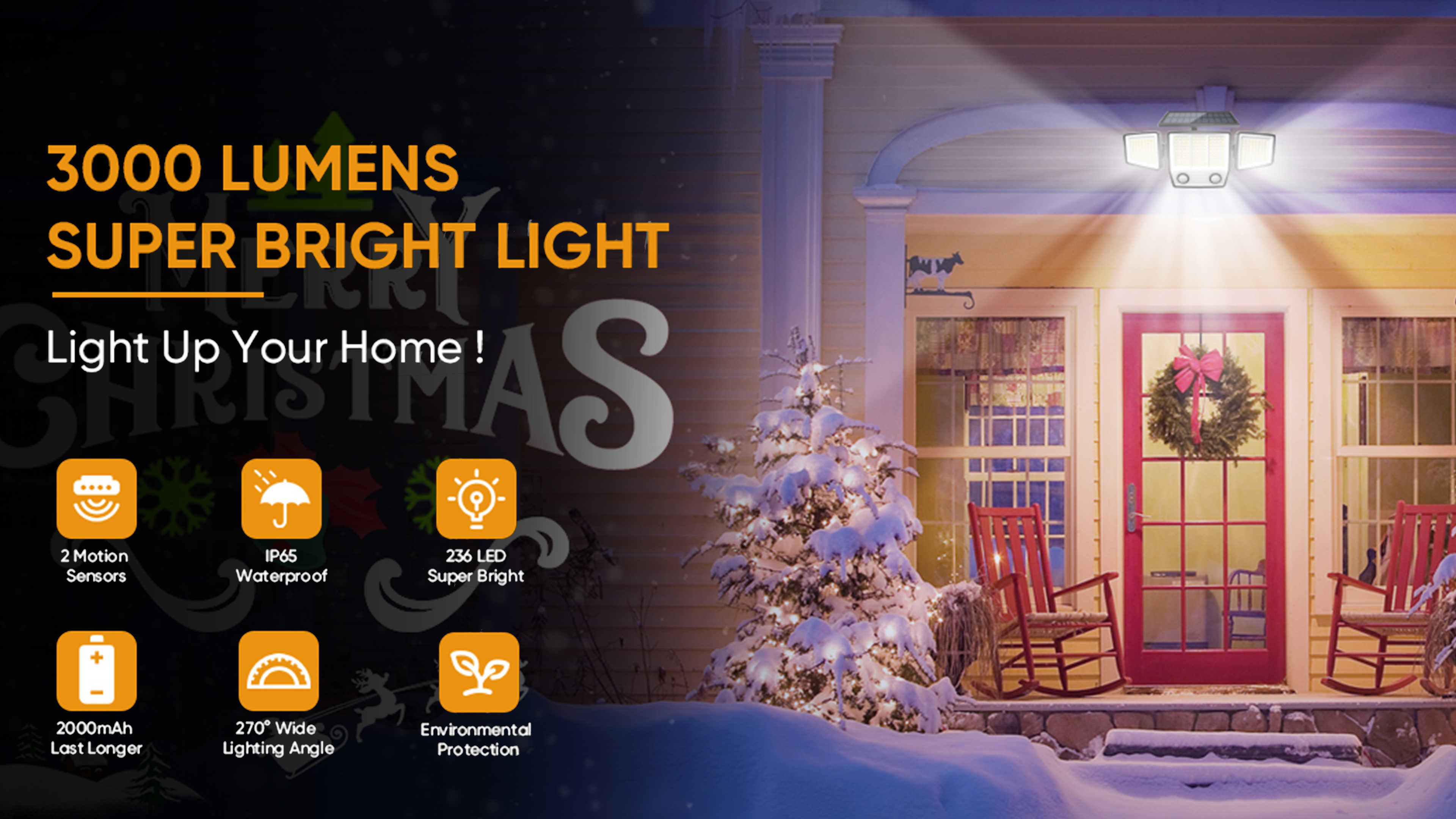 Image of MDCMDCM Solar Motion Sensor Outdoor Lights Waterproof - 3000LM 3 Modes Security Lights Outdoor