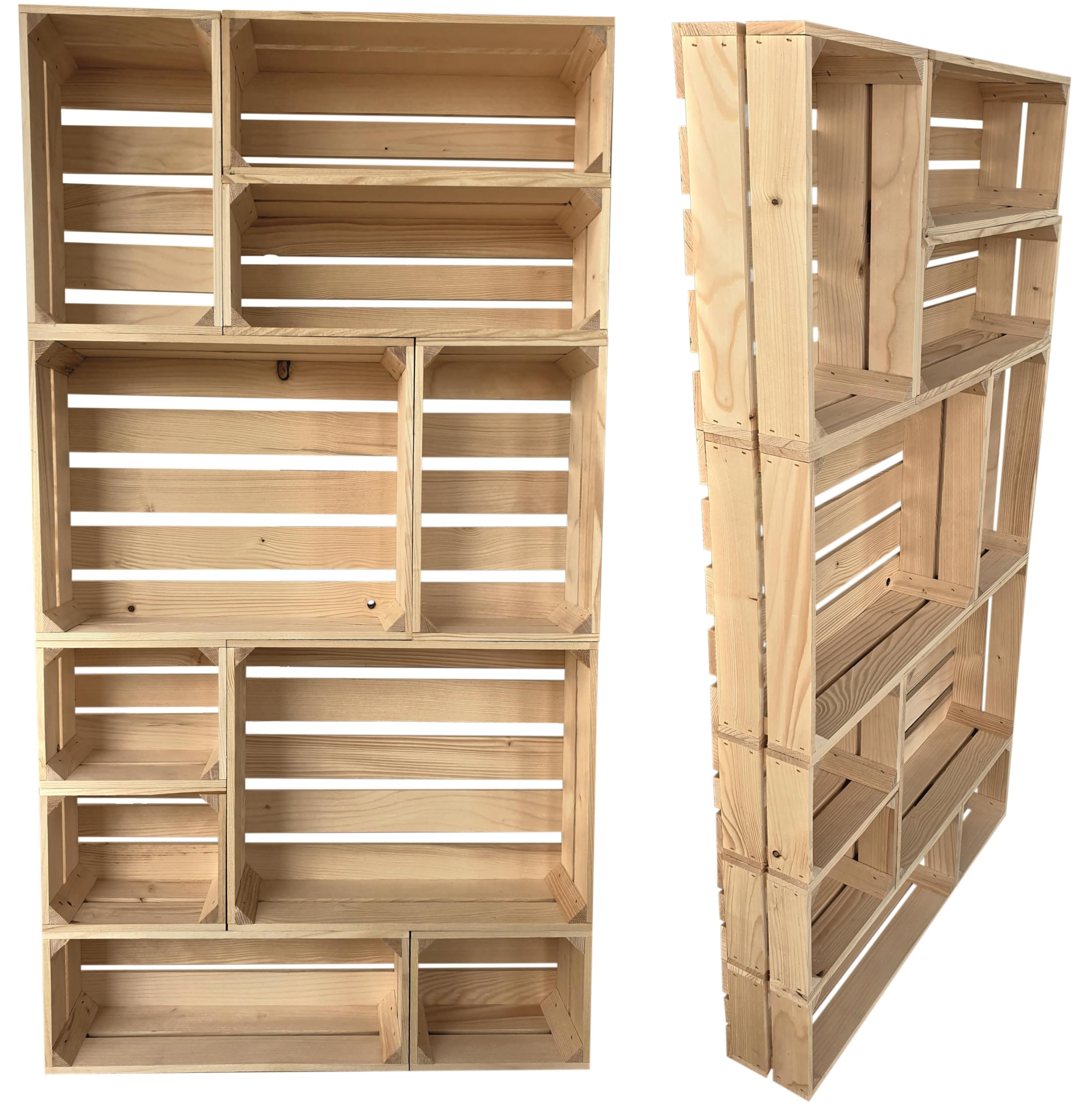 3er Set Holzkiste Groß Aus Holz - massive Weinkisten Vintage 50 x 40 x 15 cm - Holzbox Für Aufbewahrung, Holzregal - Robuste Obstkisten & Apfelkisten - Deko Kiste Für Küche, Wohnzimmer - Kiste Natur