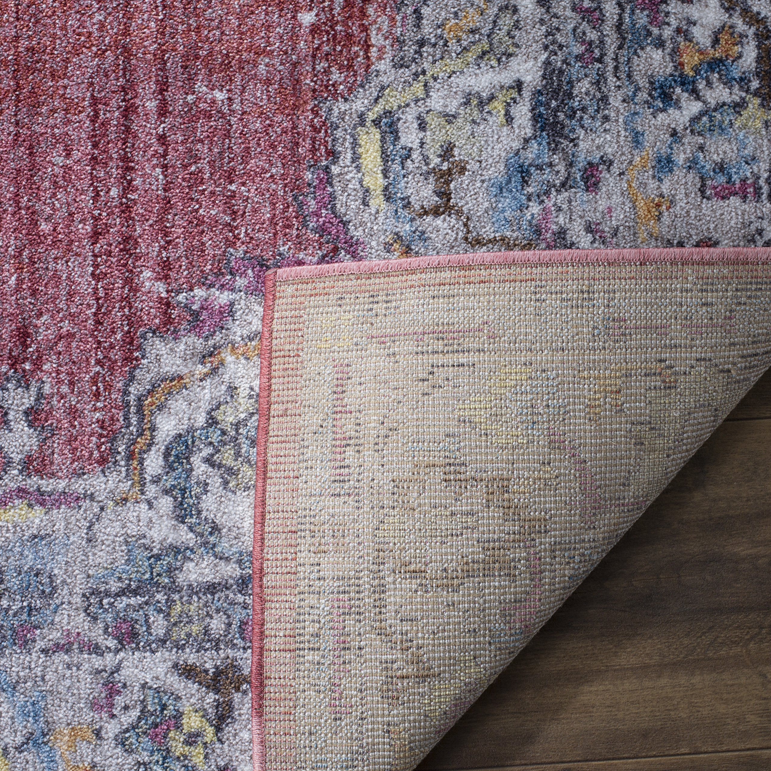 Safavieh Trendy New Transitional Indoor Woven Rectangle Area Rug, Bristol Collection, BTL343, in Fuchsia / Light Grey - Image 4