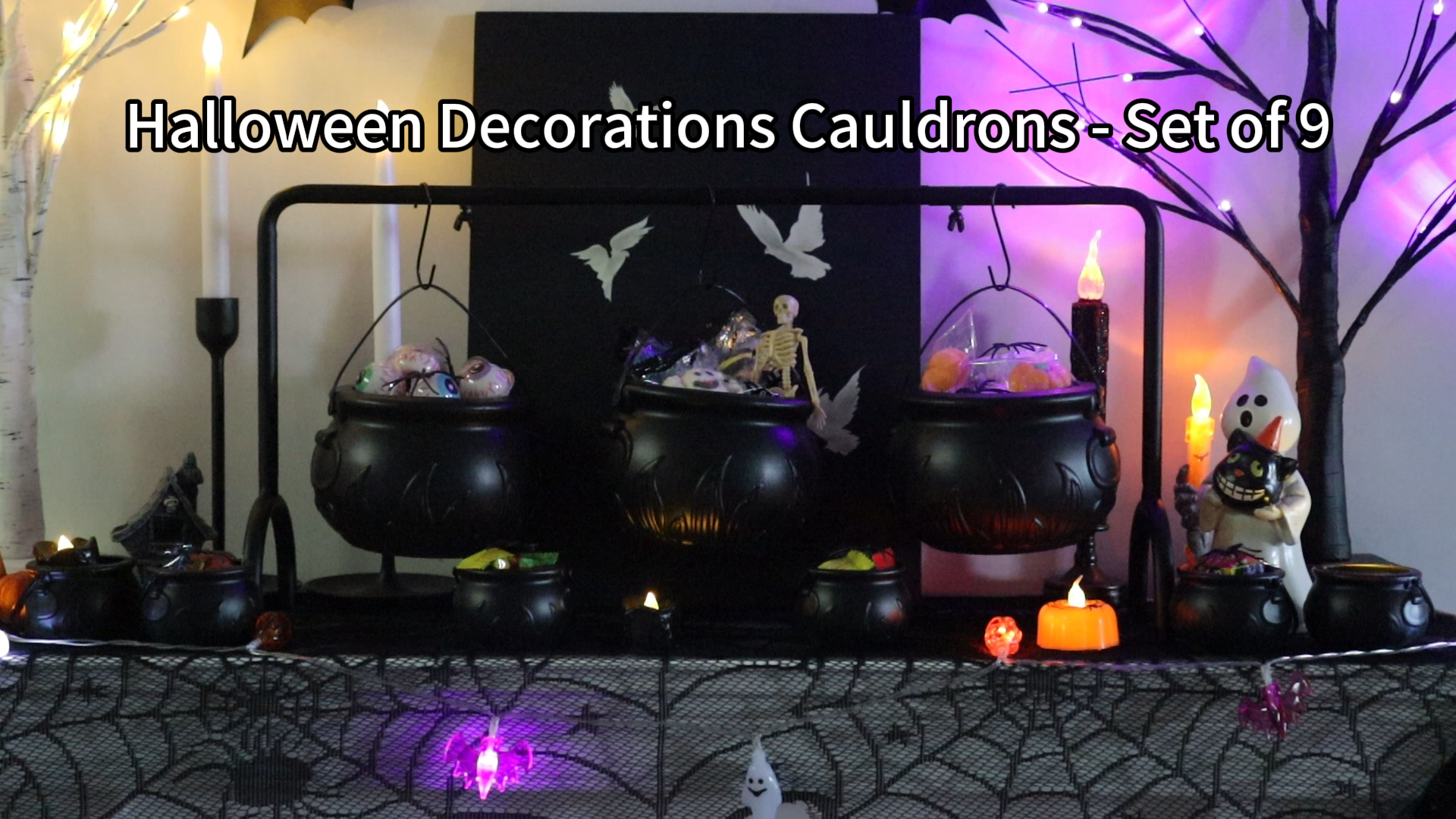 Halloween Cauldron Set | Witch Mixing Pot | Cauldron Kettle Decor | Halloween Mixing Cauldrons, Multi-Purpose Cauldrons, Witch Cauldron Pot, Halloween - View #3