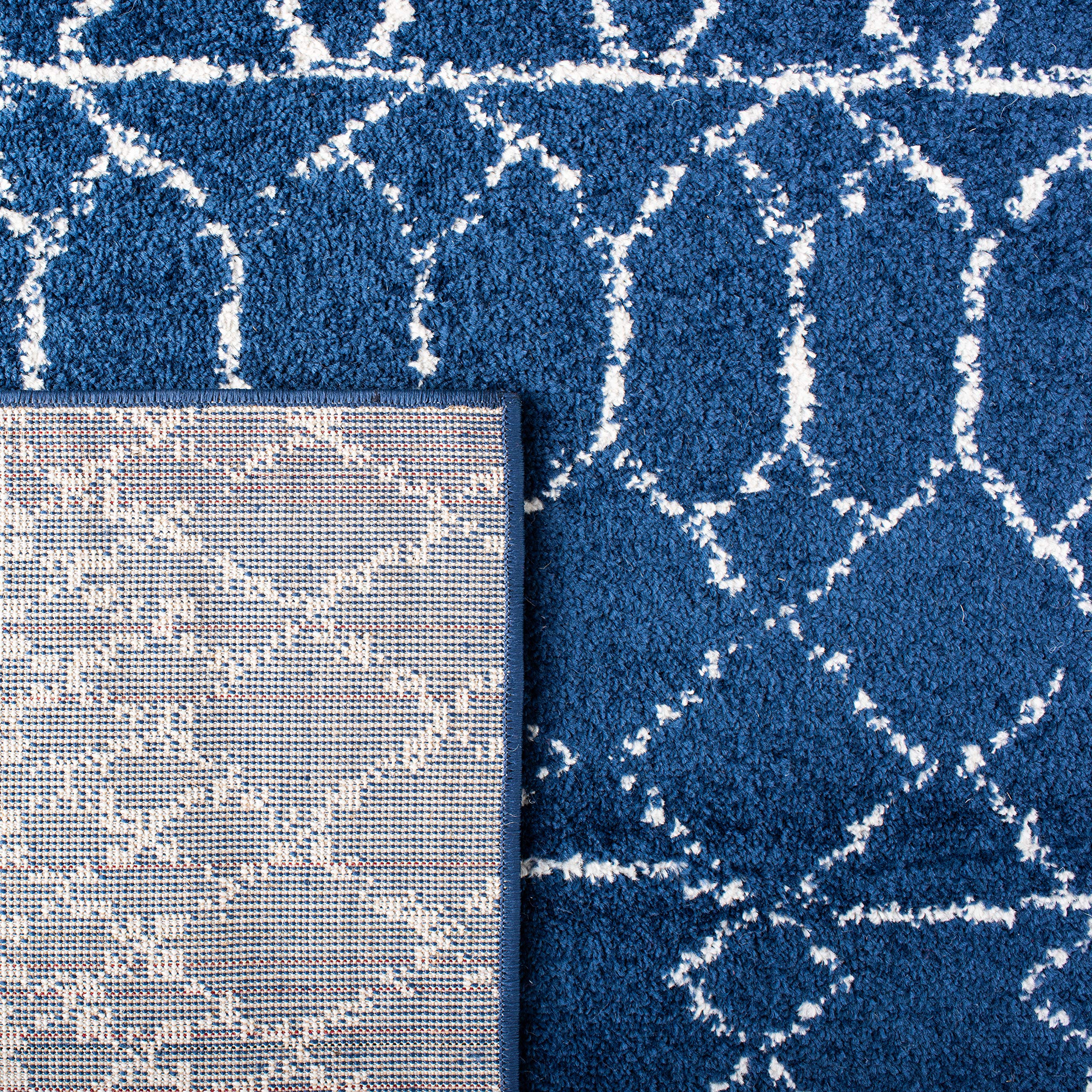 Safavieh Boho Rug for Living Room Dining Room, Bedroom - Tulum Collection, Short Pile, in Navy and Ivory, 91 X 152 cm - Image 4