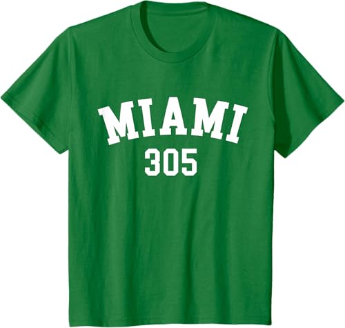 Miniatura 41 de Miami 305 USA American College Font T-Shirt Negro,Azul Marino,Azul Pastel,Arándano,Rojo,Plateado,Hierba,Verde Kelly,Marrón,Verde Oliva,Jaspeado