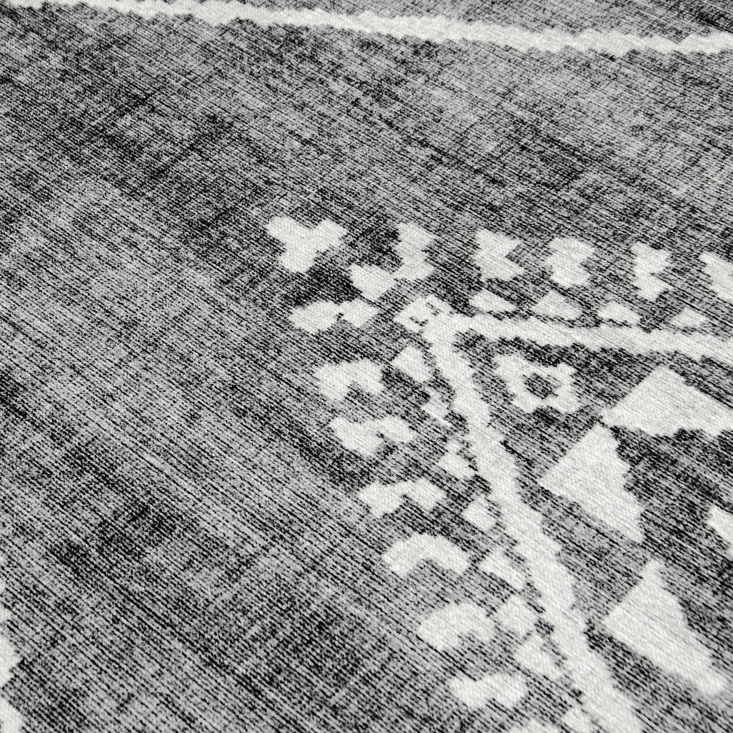 ReaLife Machine Washable Area Rug Runner - Living Room Bedroom Bathroom Kitchen Entryway Office - Non Slip Low Pile Stain Resistant Premium - Moroccan Diamond Tribal - Jax - Gray 3' x 5'