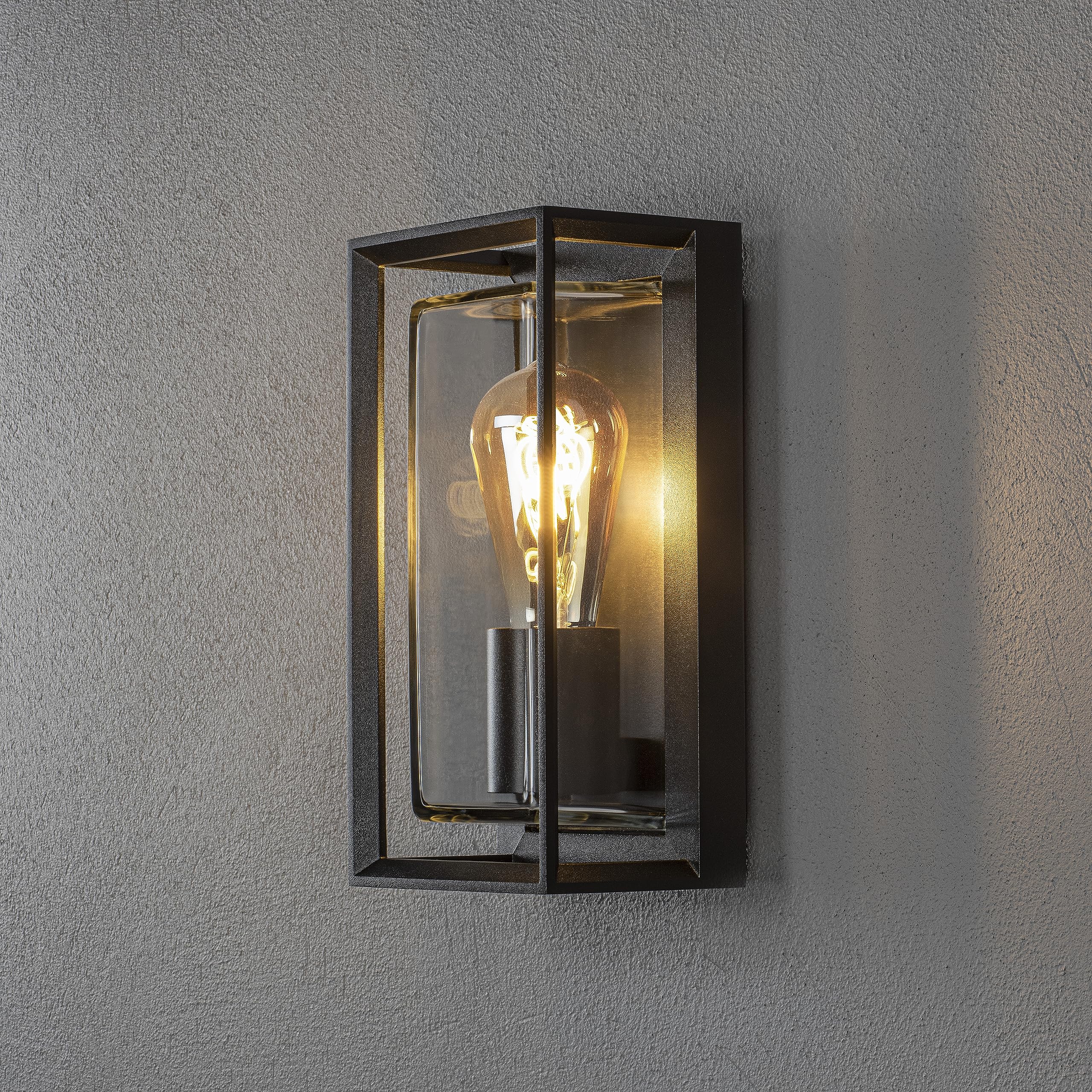 Konstsmide Brindisi IP54 Wall Light In Black With Motion Sensor