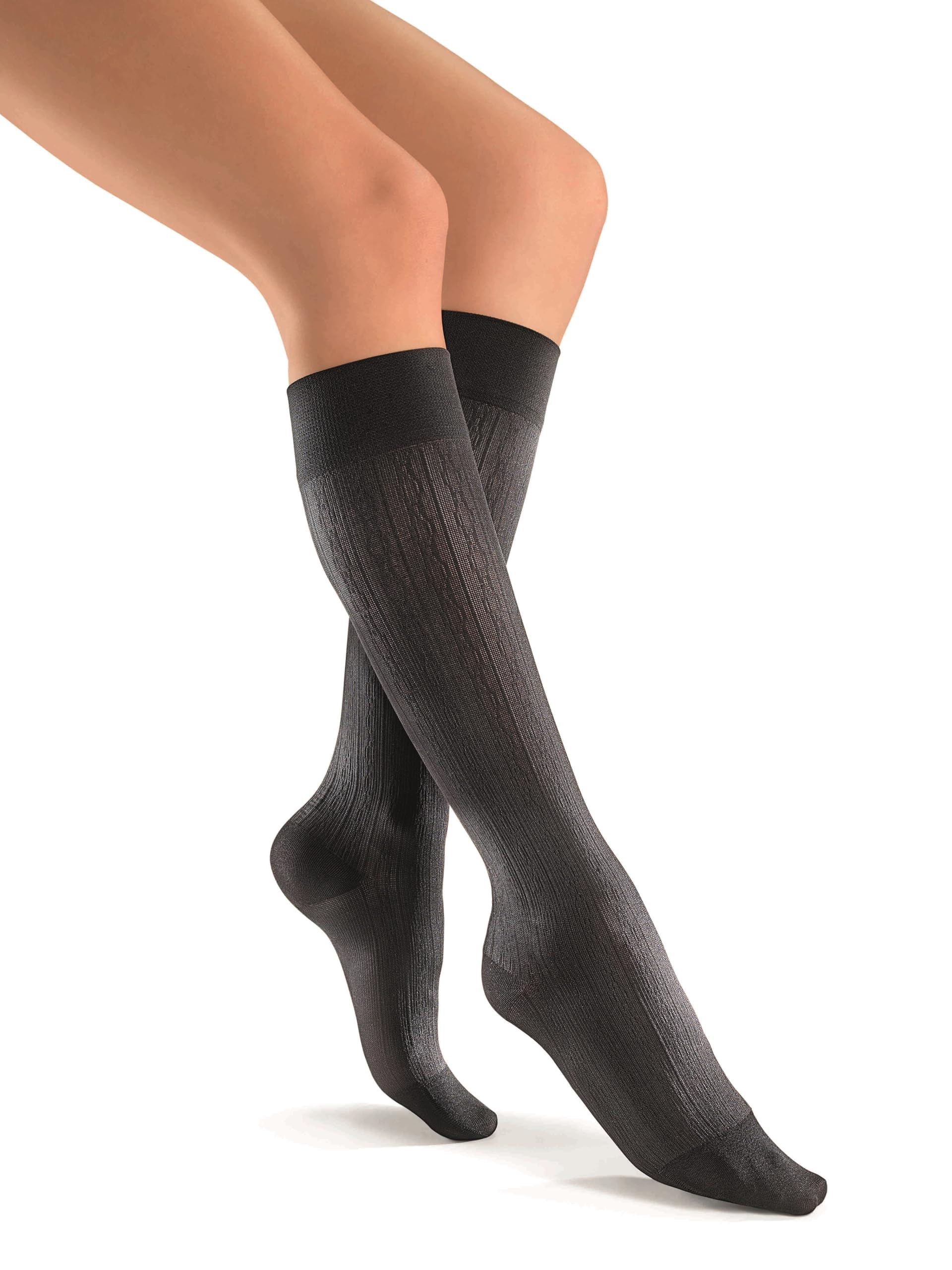 jobst - 120208 sosoft 15-20 mmhg knee high compression socks, brocade pattern, black, x-large
