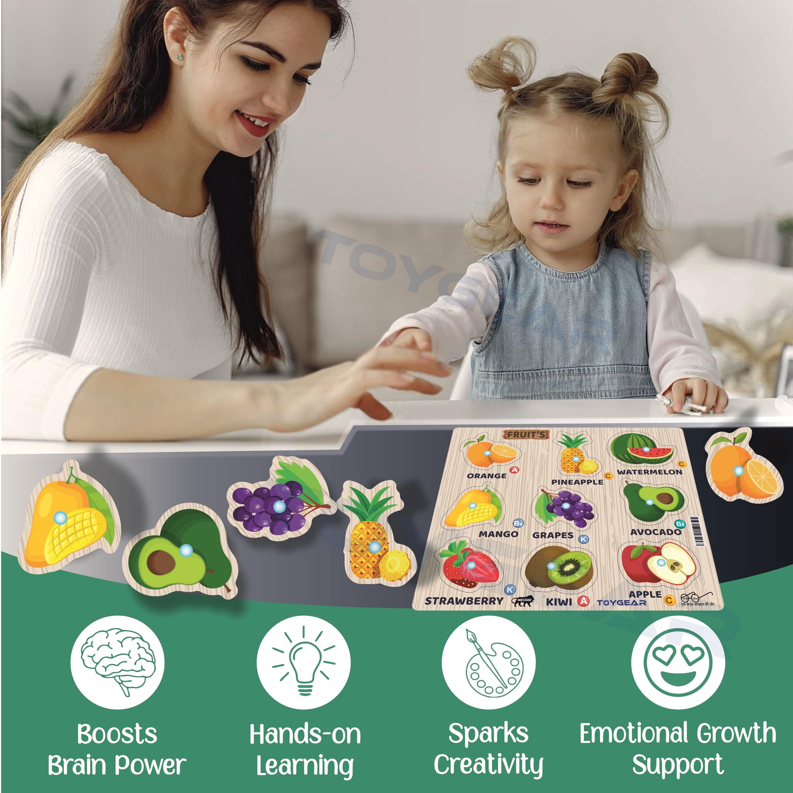 Nizomi Premium Funny Vegetable Wooden Toy Set for 2+ Years Kids - Eco-Friendly, Non-Toxic, Montessori-Inspired Educational Toys for Toddlers, Preschoolers | Perfect for Creative Play Learning Gift 3