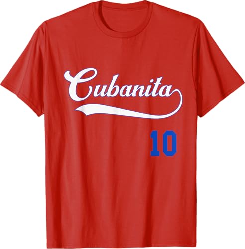 Miniatura 3 de Cubanita Baseball Flag Souvenir Cubana Cuba Women Girl T-Shirt Cranberry Red,Red