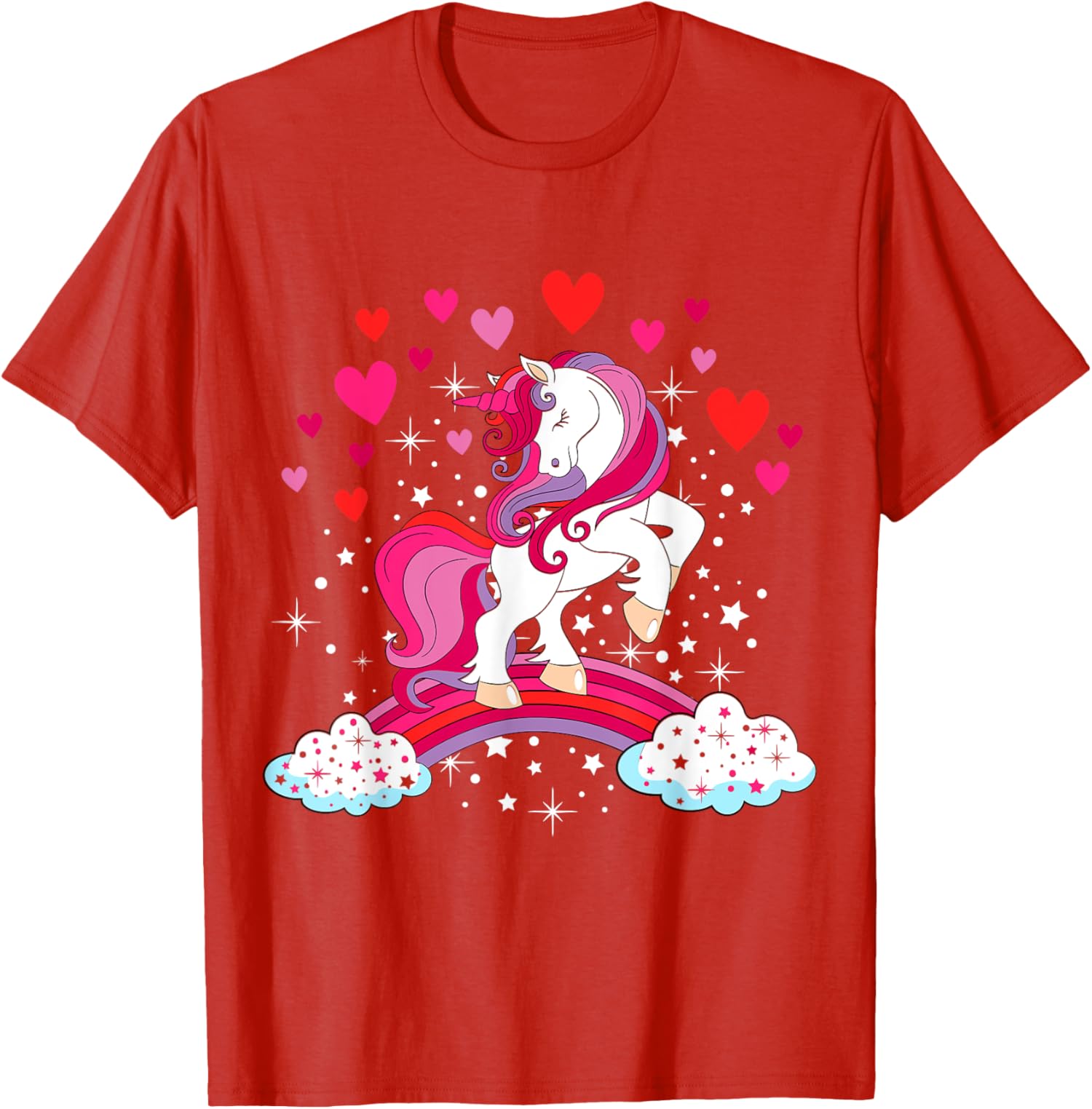 Unicorn Valentines Day Love Heart Rainbow Unisex T-Shirt - Picture 11 of 14
