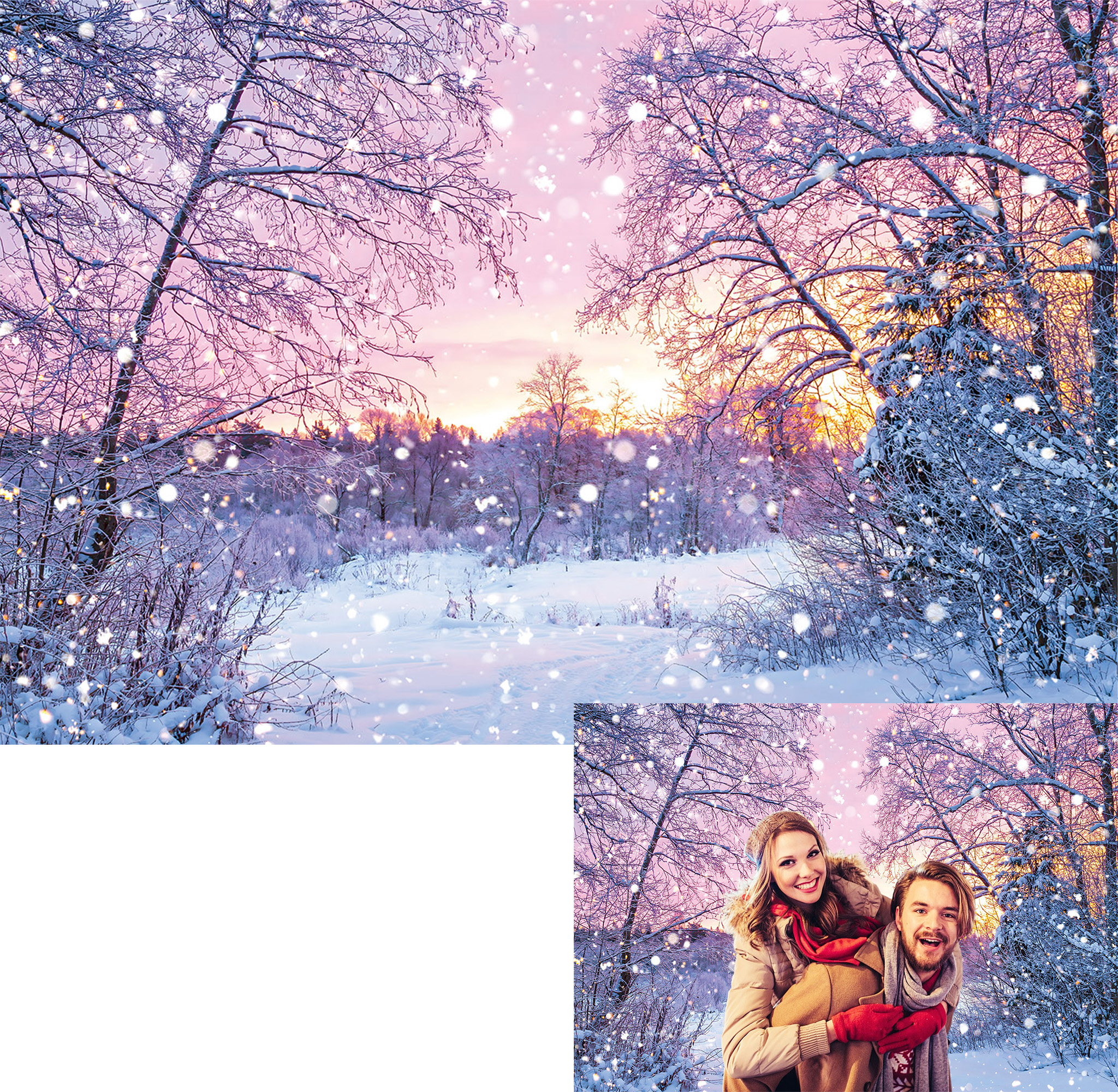 Weihnachts-Fotohintergrund Winter Wald – Rosa, Mit Tannenbäumen, 3 X 2,4 M, Vinyl