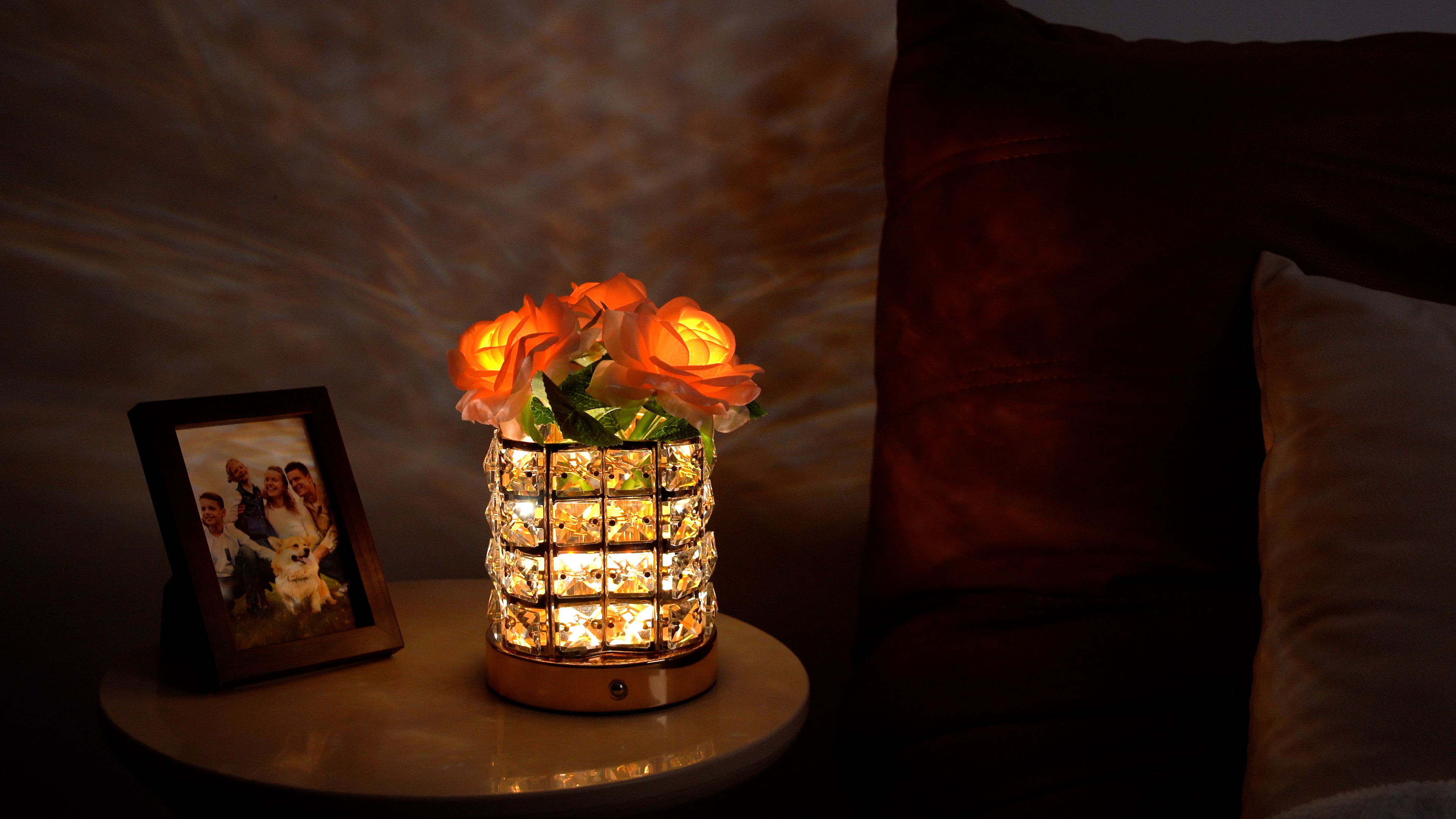 Image of 4000mAh Rechargeable Rose Lamp, Cordless Bedside Nightstand Light