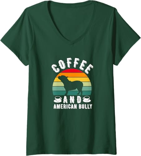 Miniatura 10 de Coffee And Bully Pitbull American Bulldog Dog Lover - Camiseta con cuello en V para mujer, Negro -