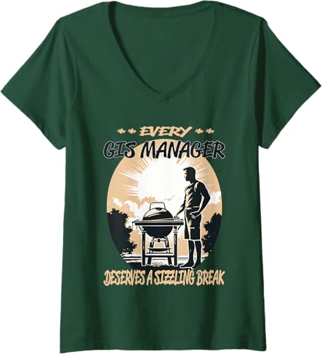 Miniatura 10 de GIS Manager Funny BBQ Chef or Grill Fun V-Neck T-Shirt