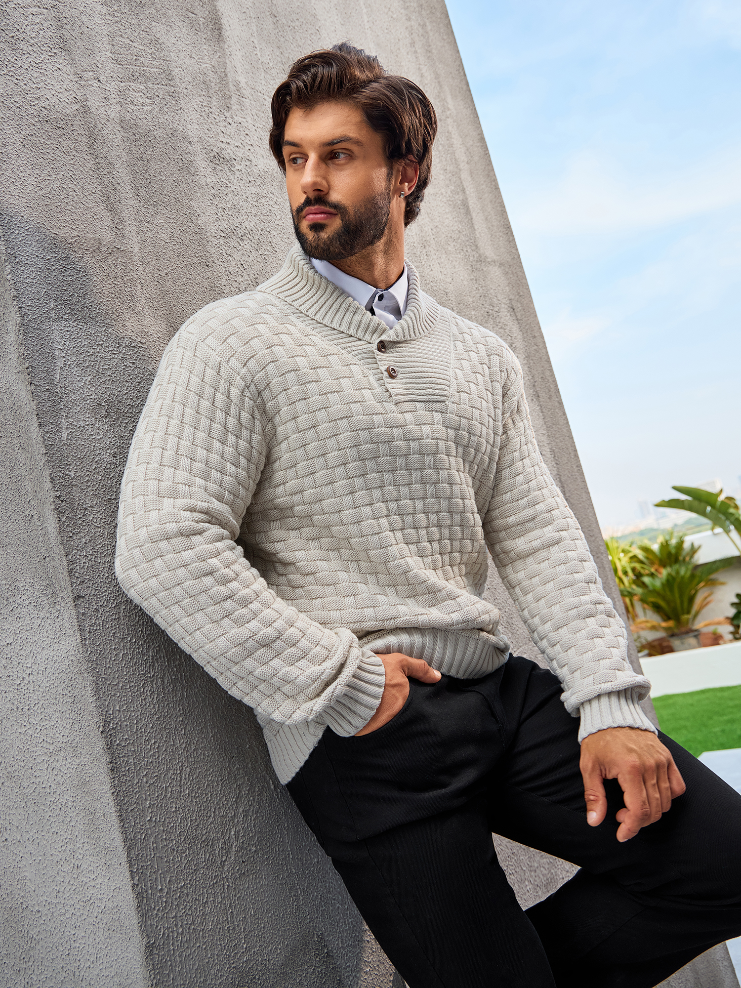 Arcciit Mens Casual Pullover Fall Winter Turtleneck Cable Knit v