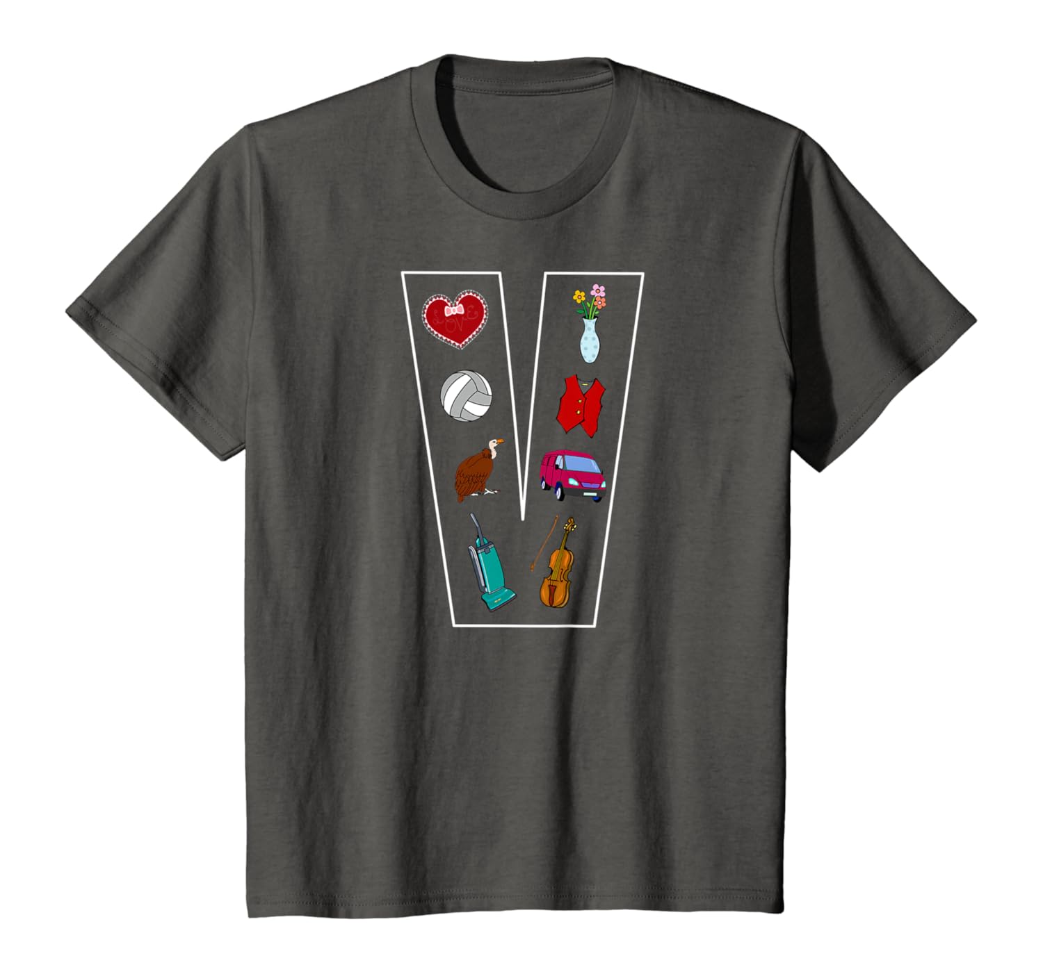 Amazon Com Alphabet Letter V Phonics Objects That Start With V Shirt Clothing