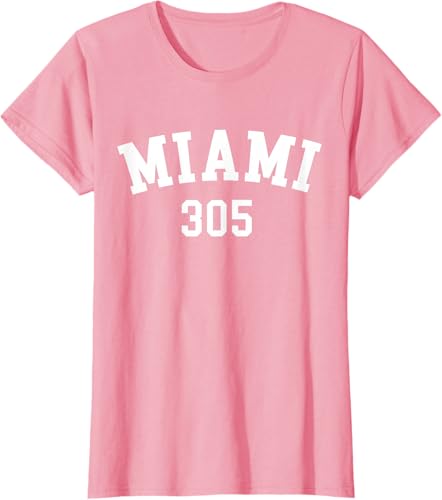 Miniatura 86 de Miami 305 USA American College Font T-Shirt Negro,Azul Marino,Azul Pastel,Arándano,Rojo,Plateado,Hierba,Verde Kelly,Marrón,Verde Oliva,Jaspeado