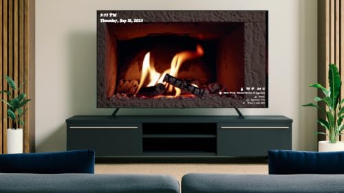 Cheminée romantique avec sons de cheminée - TV ASMR confortable avec horloge et météo en direct – vue 9