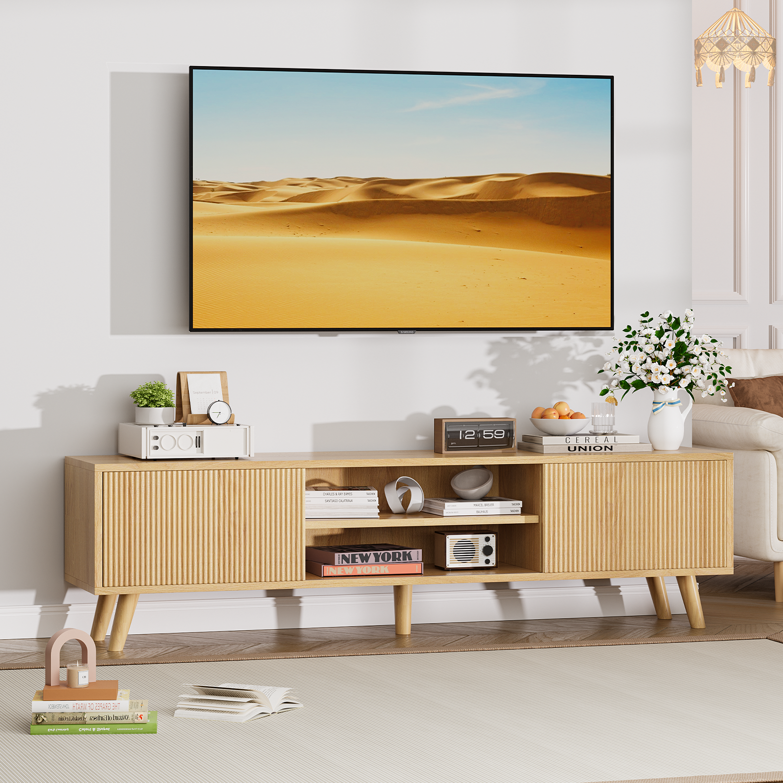 IDEE テレビボード ATINO TV CABINET Amazon.com: Modern Minimalist Rectangle Extendable TV Stand, Wood