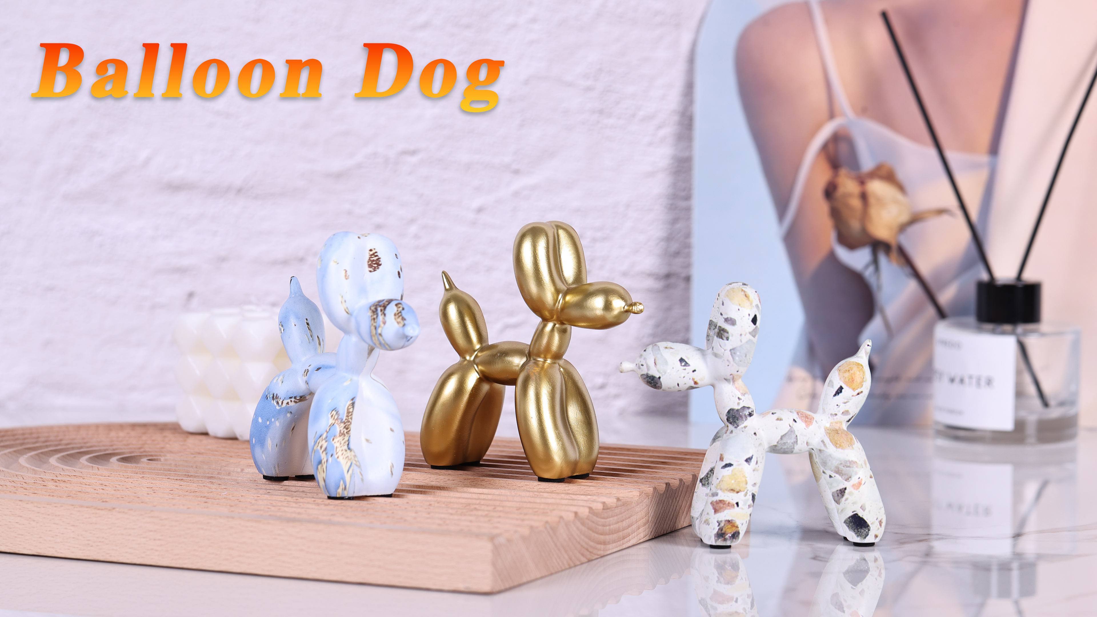 Estatua Decorativa de Perro Globo Moderna Dorada miniatura 7