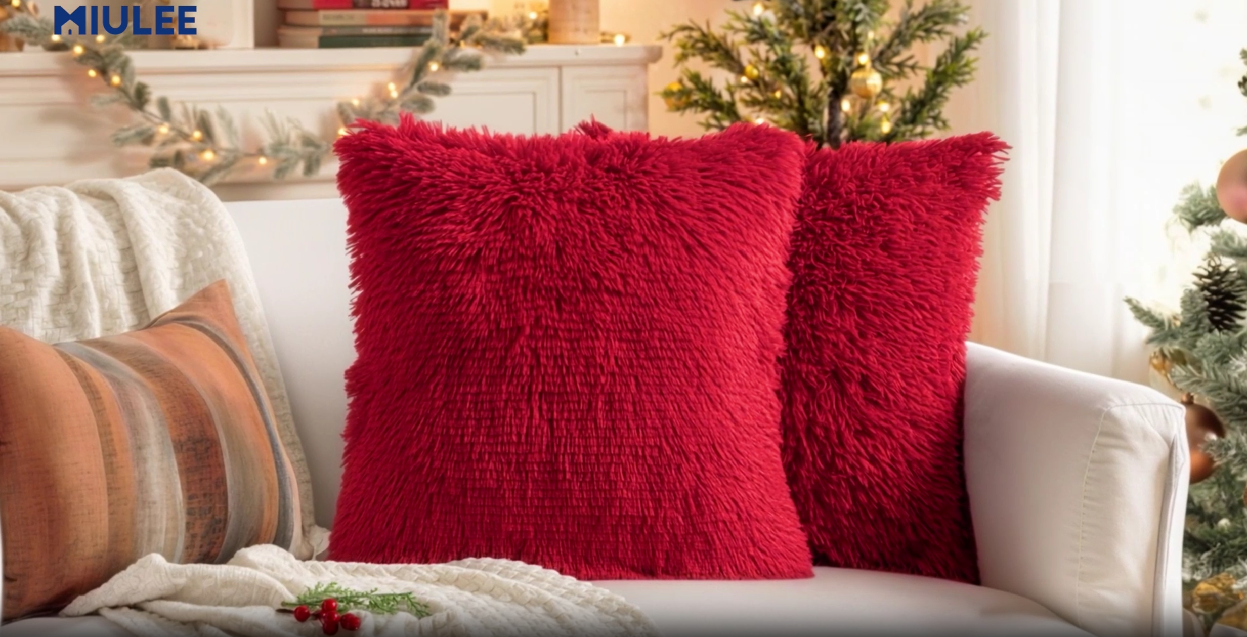 Amazon.com: MIULEE Pack of 2 Luxury Faux Fur Fluffy Throw Pillow