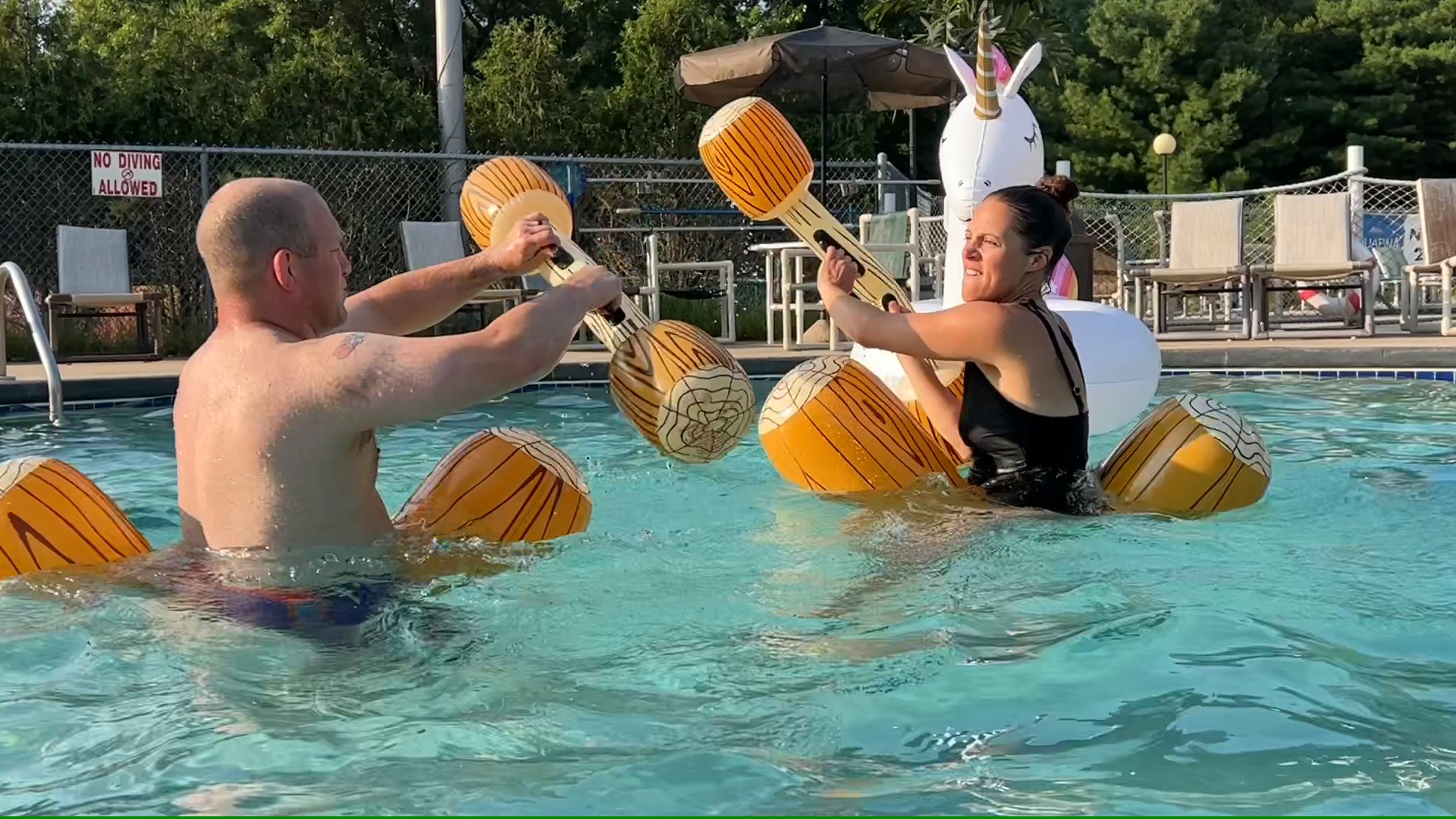 Watch Inflatable Pool Floats Battle Log Pool Rafts Pool Games on Amazon ...