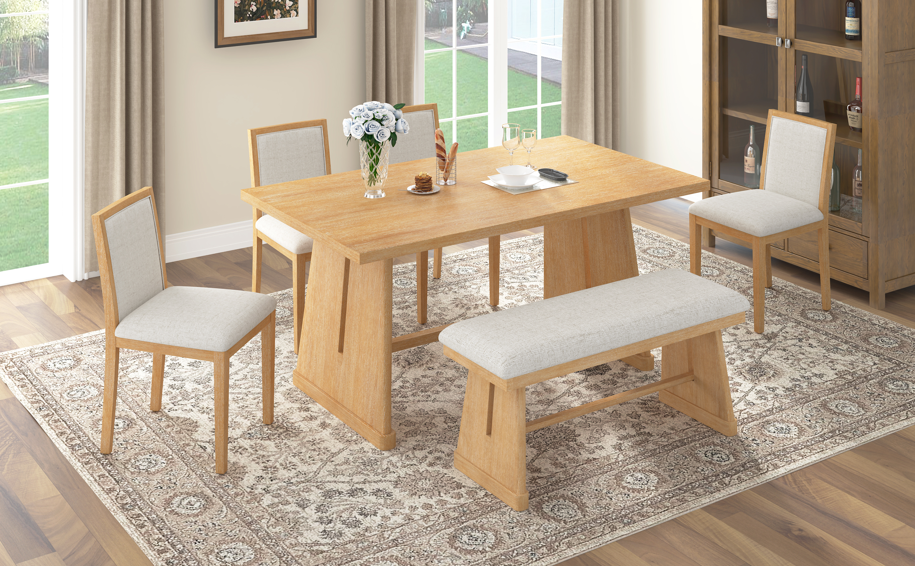 Amazon.com - Merax 6-Piece Retro Dining Set, 1 Rectangular Table