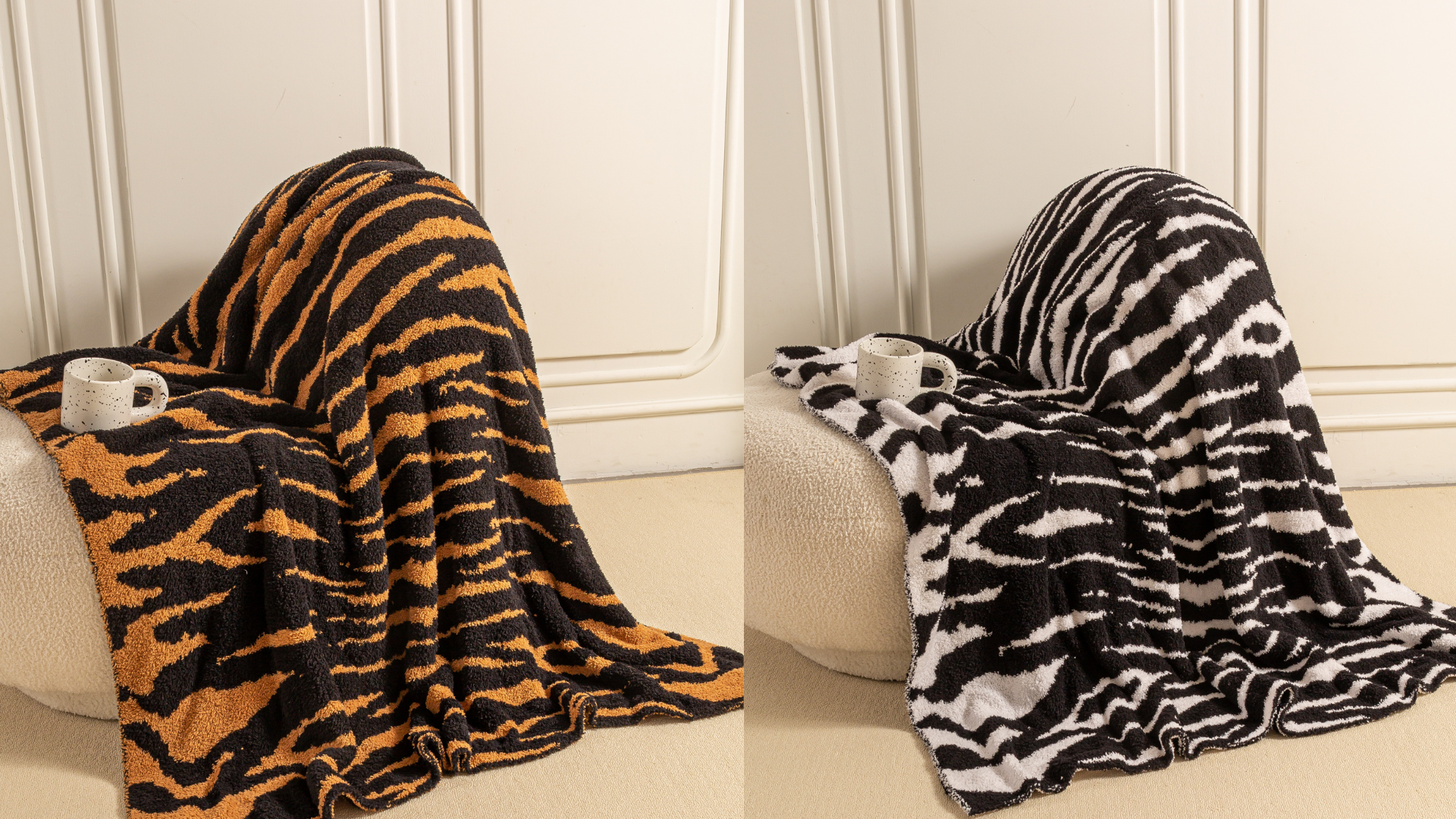 Amazon.com: Mokoya Luxurious Super Soft White Tiger Pattern Throw