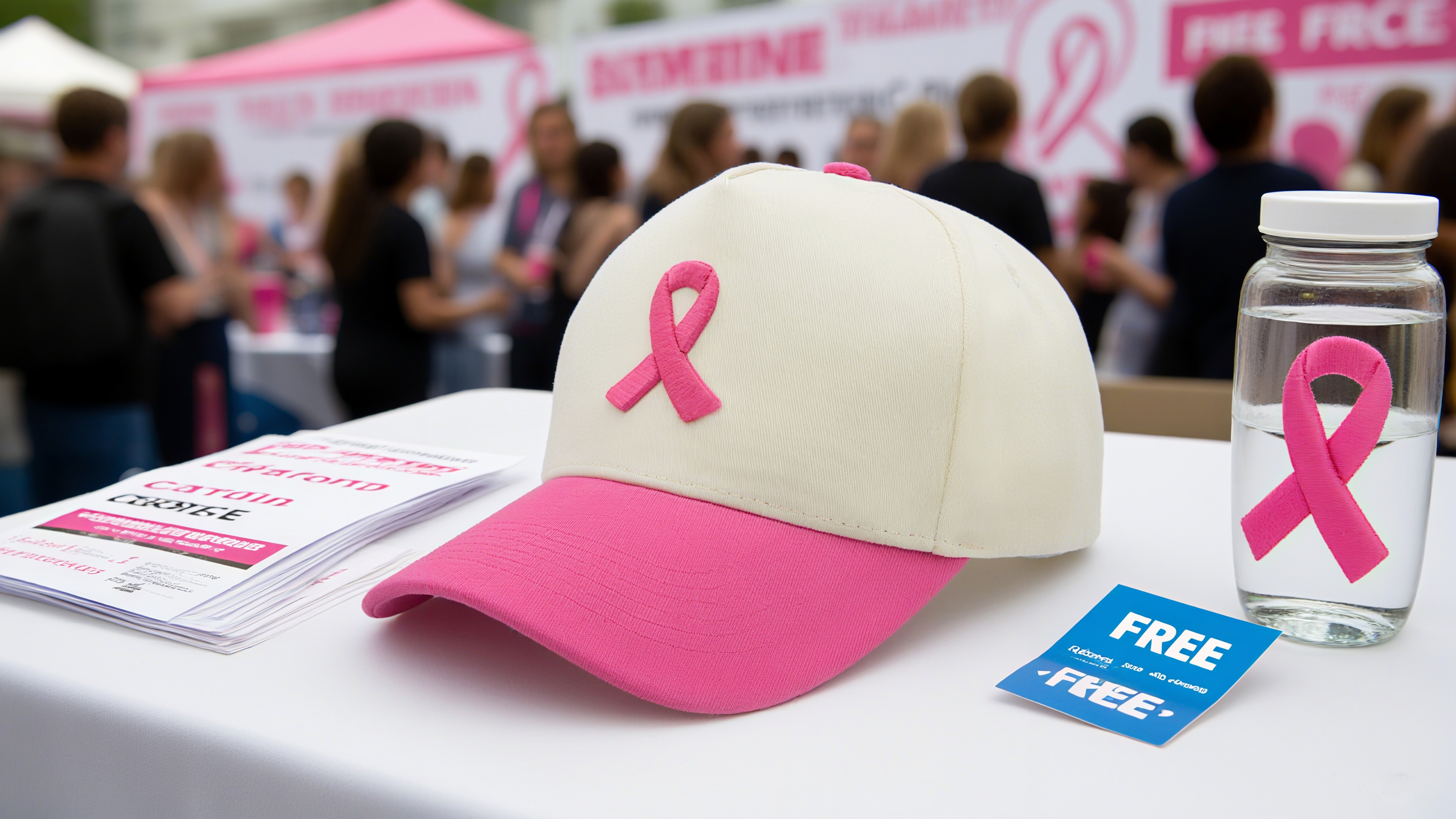Gorra rosa bordada con lazo contra cáncer de mama miniatura 7