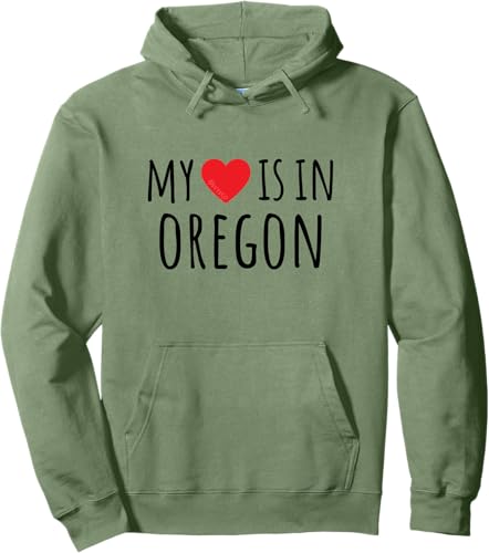 Miniatura 5 de MY HEART IS IN OREGON Cute American State Pullover Hoodie Lemon Yellow,Heather Grey,Dusty Blue,Sage Green