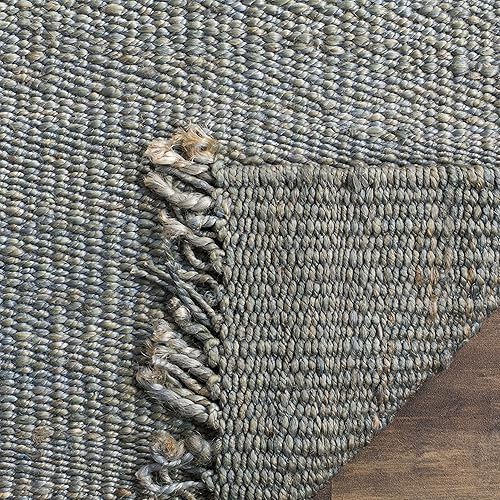 Miniatura 4 de SAFAVIEH Natural Fiber Collection - Alfombra decorativa de 3 x 5 pies, color azul, hecho a mano con flecos de yute tejido, ideal para zonas de alto