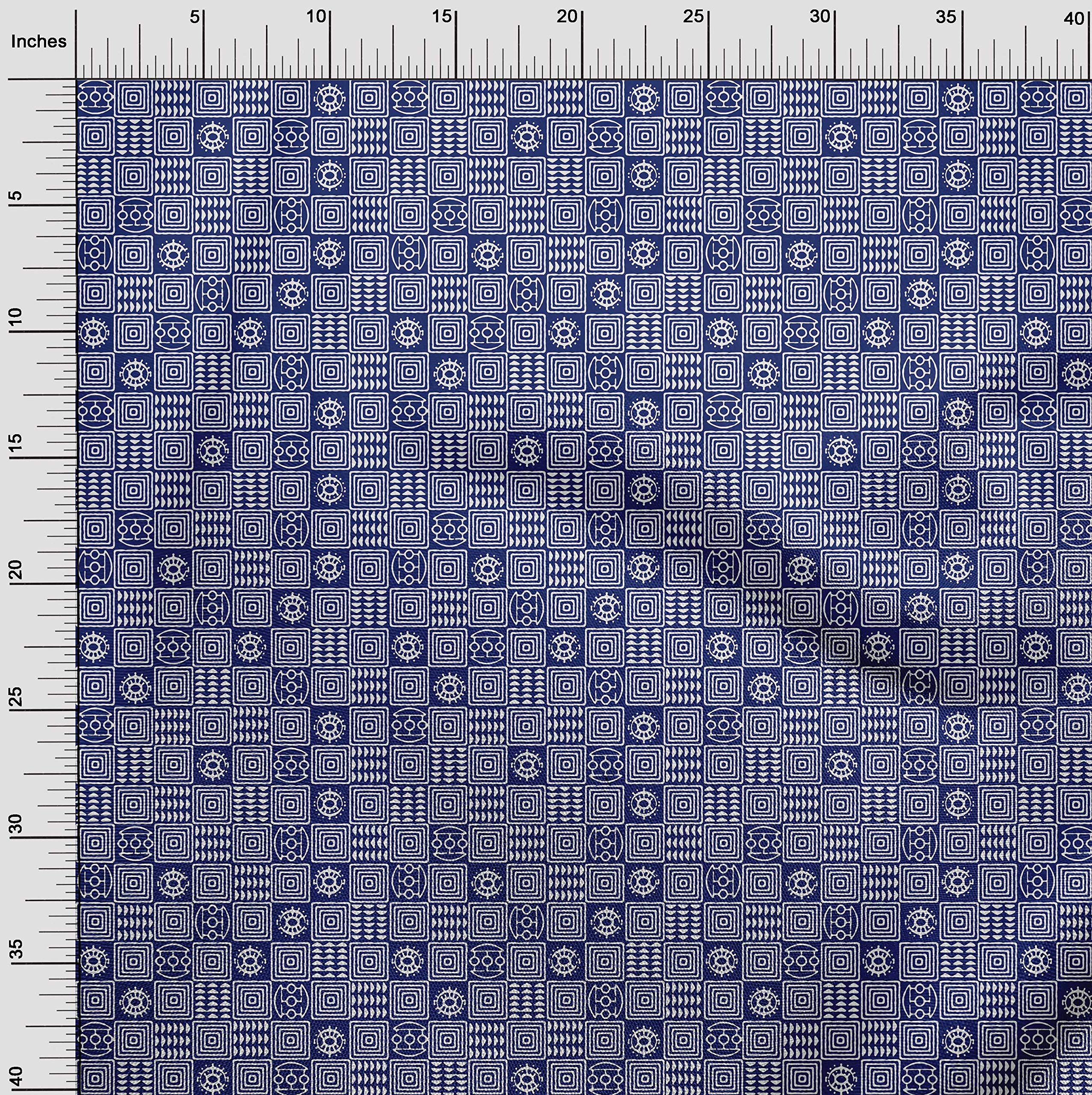Amazon.com: oneOone Cotton Silk Indigo Blue Fabric Geometric African Dress  Material Fabric Print Fabric by The Yard 42 Inch Wide