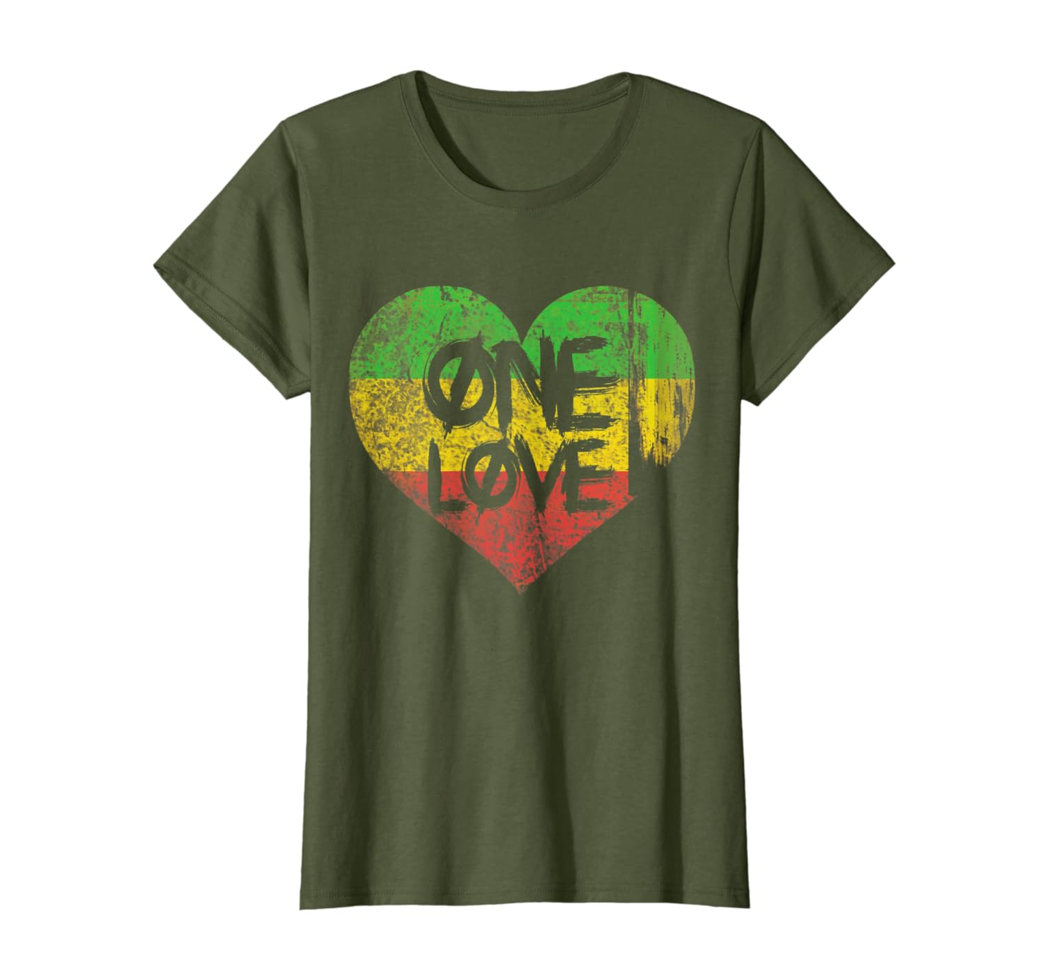 Heart Rastafari T-Shirt Love One One One Love One Rastafari Heart T-Shirt