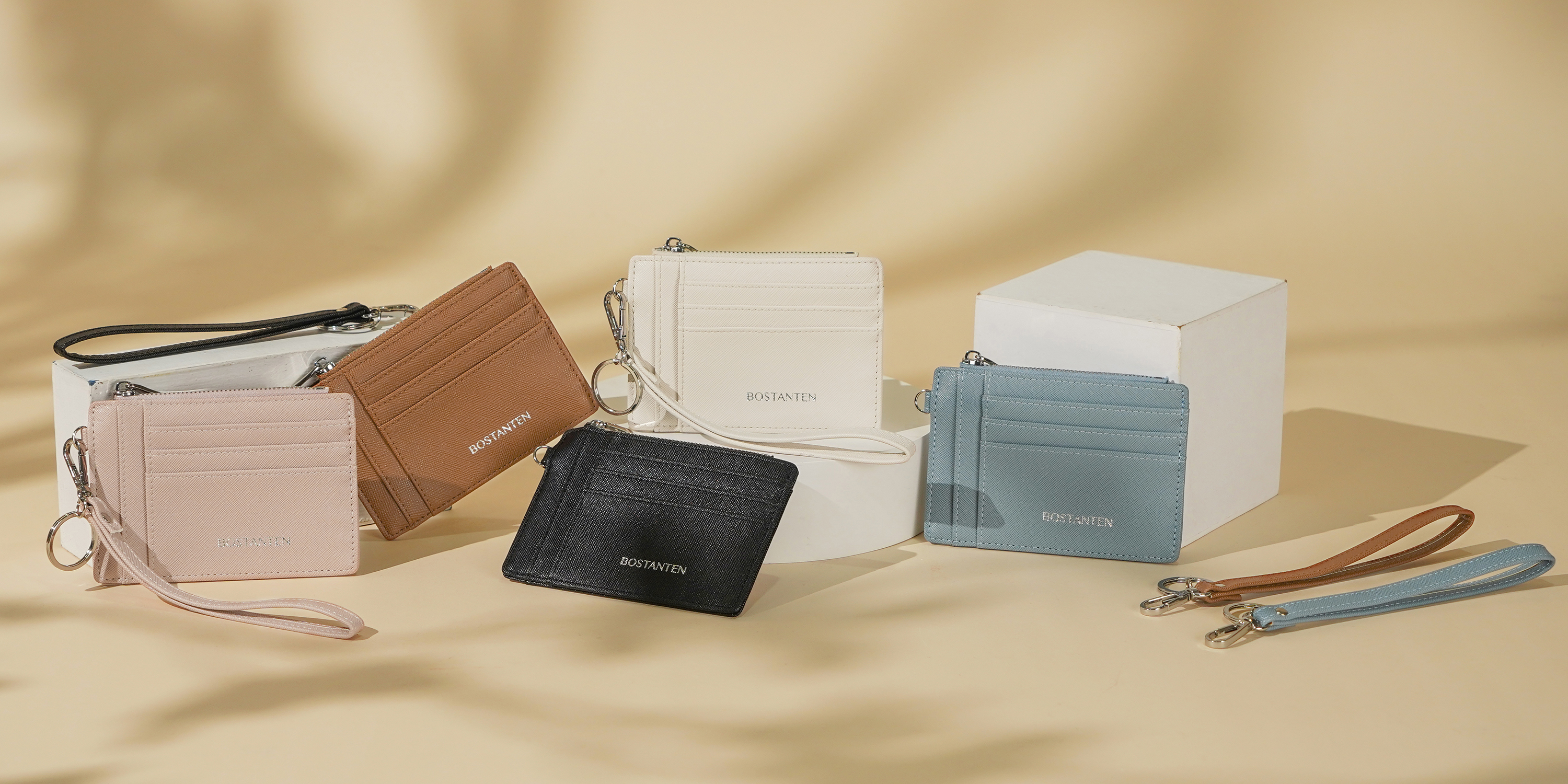 BOSTANTEN Cartera Pequeña Para Mujer RFID Cuero Titular De La Tarjeta De Crédito Cartera Delgada Llavero