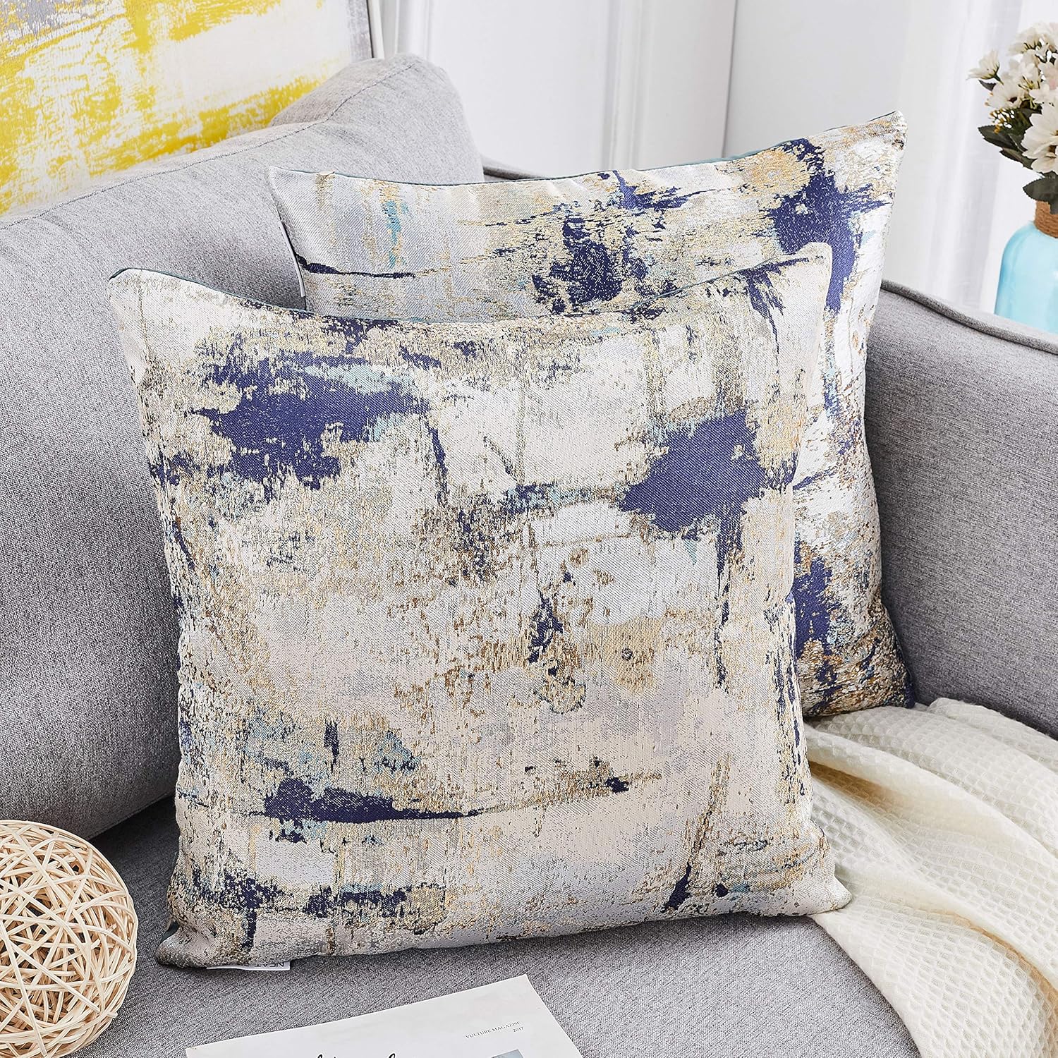 navy and silver pillows
