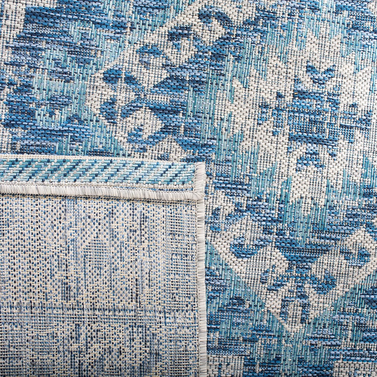 SAFAVIEH Courtyard Collection Accent Rug - 2' x 3'7", Light Grey & Blue, Non-Shedding & Easy Care, Indoor/Outdoor & Washable-Ideal for Patio, Backyard, Mudroom (CY8546-36812)