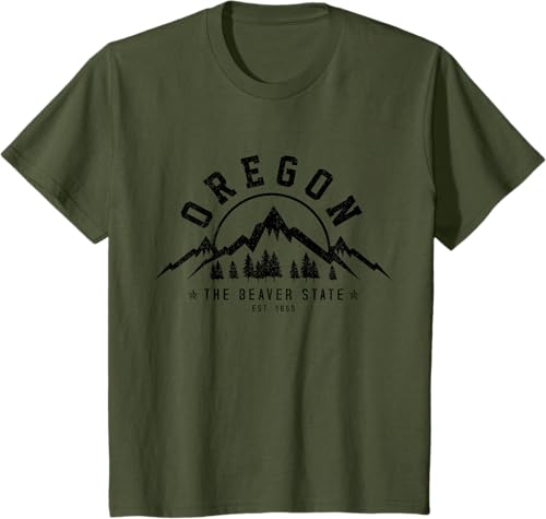 Miniatura 9 de Oregon The Beaver State Est. 1859 Vintage Mountains - Camiseta de regalo, gris, S