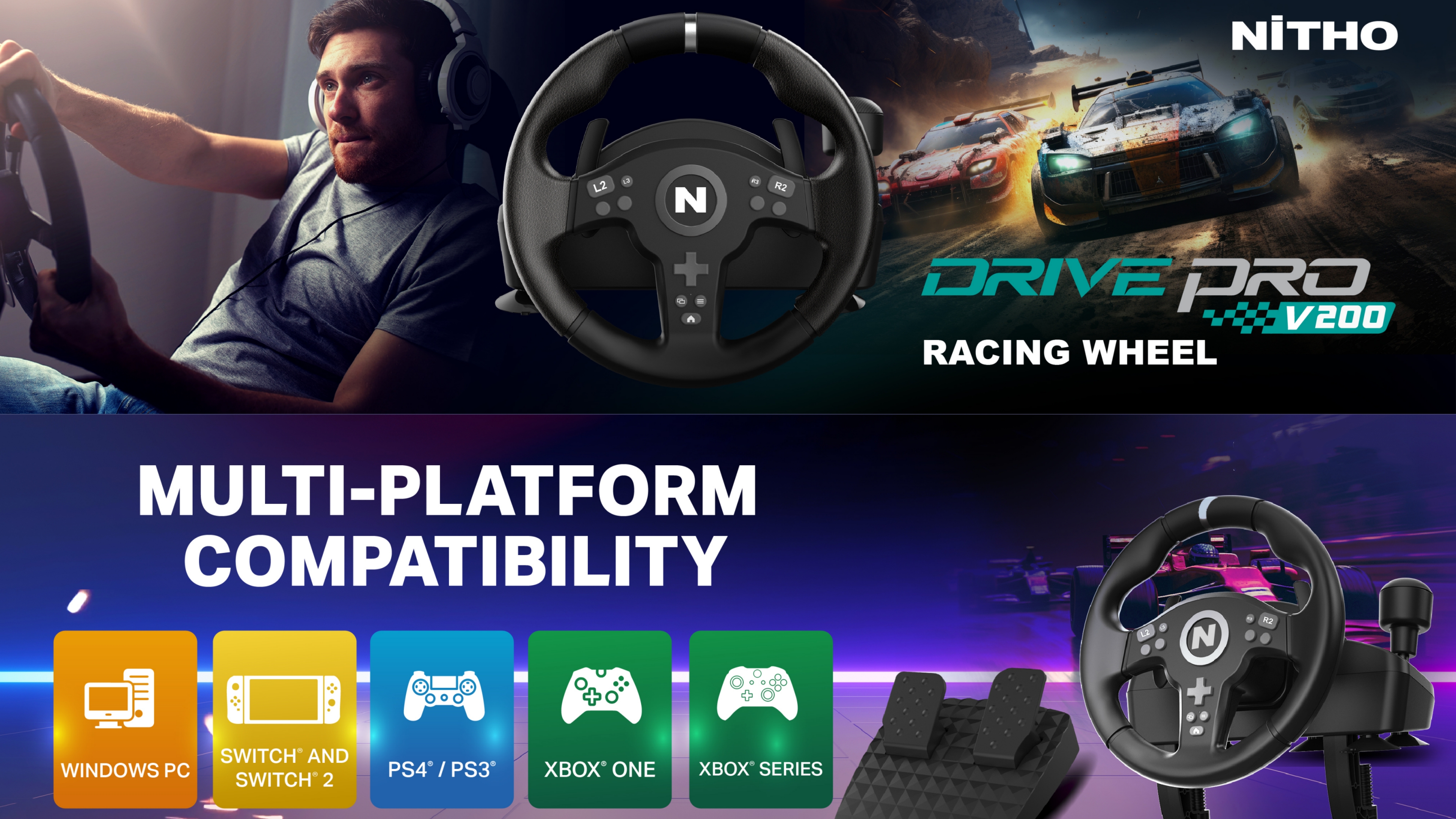 Amazon.com: Nitho Drive Pro V200 PC Gaming Racing Wheel with