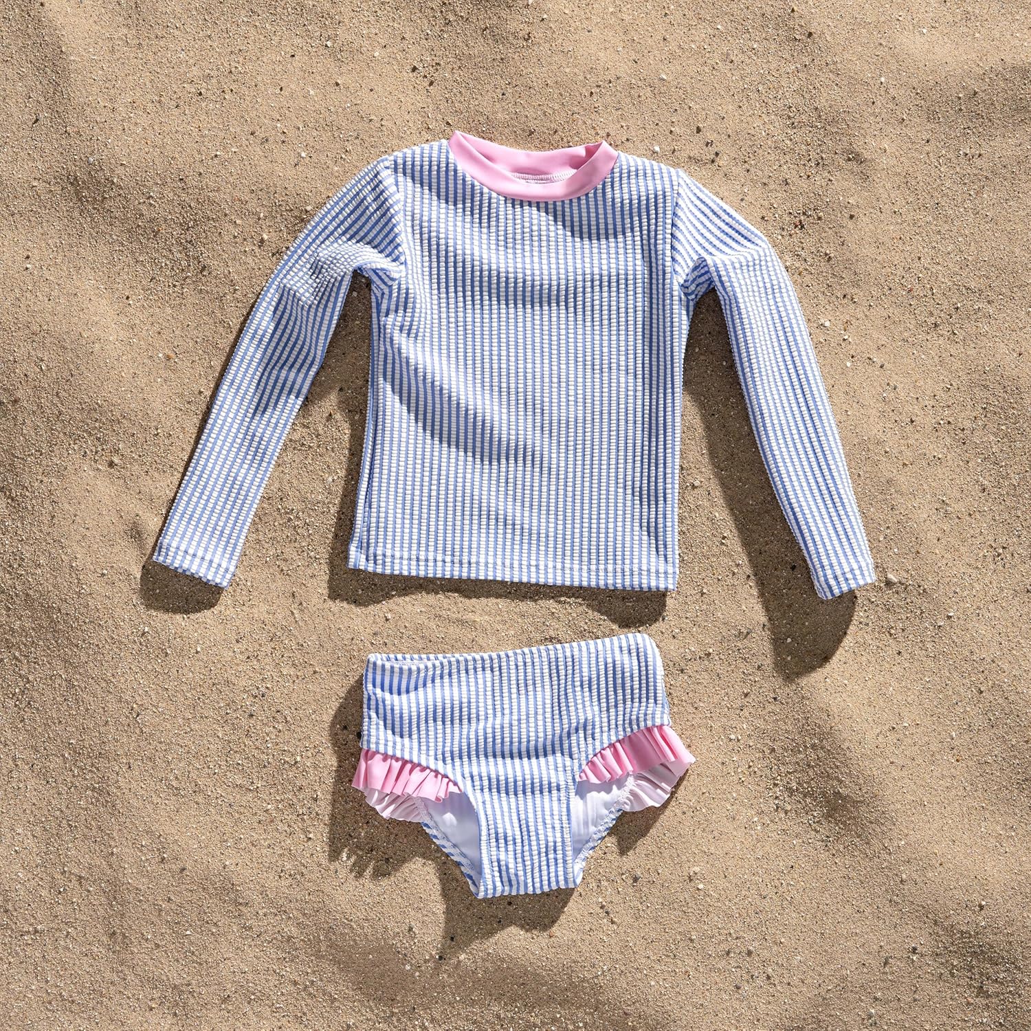 Coast & Crest Long Sleeve Rash Guard 2 Piece Swimsuit Set