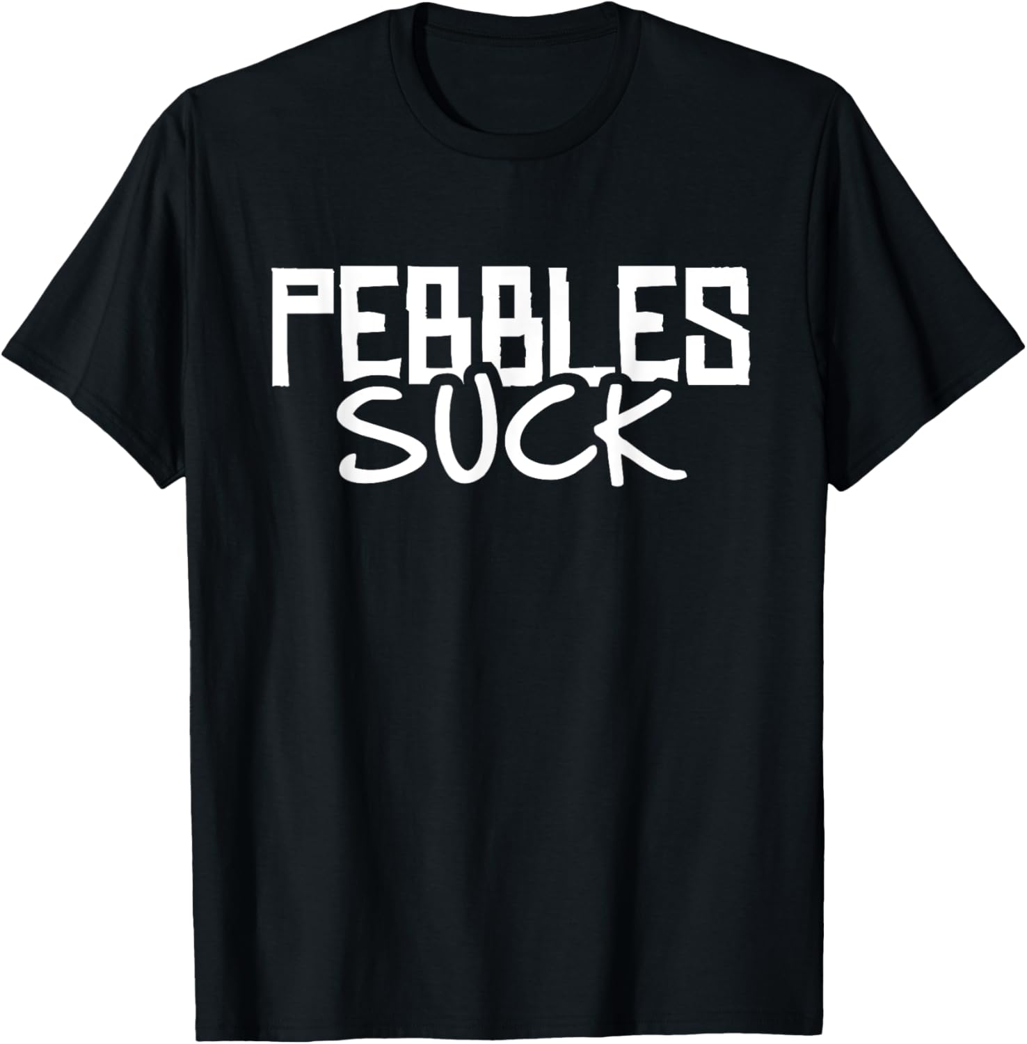 Distressed Skateboarding T-Shirt - Pebbles Suck