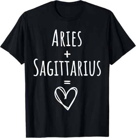 Aries and Sagittarius Couple Matching Zodiac Sign T-Shirt