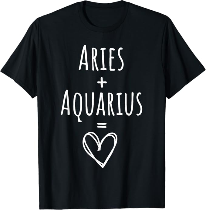 Aries and Aquarius Couple Matching Zodiac Sign T-Shirt