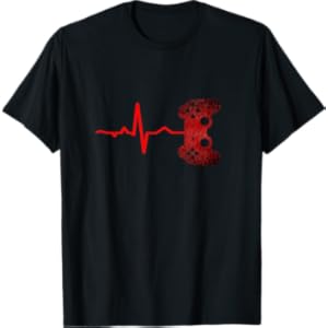 Gamer Heartbeat Video Games Gaming Boys Teens Men T-Shirt
