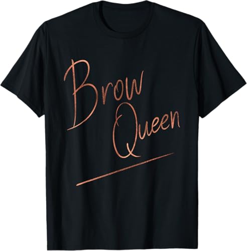 Brow Queen Ombre - Camiseta de escritura a mano, regalo para artista de maquillaje, Negro, S Negro,Azul Marino,Blanco,Plateado,Marrón,Limón,Jaspeado