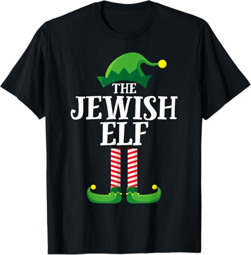 Playera de pijama para fiesta de Navidad grupo familiar a juego con elfo judío