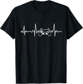 Gamer Heartbeat Funny Video Game Gift Boys Men Gamer T-Shirt