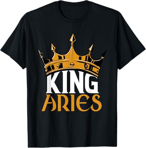 King Aries Crown Zodiac Sign Birthday Astrological Symbol T-Shirt