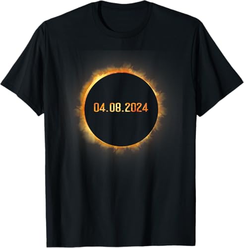Totality 04.08.24 Total Solar Eclipse 8 de abril de 2024 Eclipse Camiseta, Negro, S