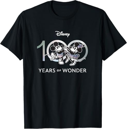 Disney 100 Years of Wonder Mickey Minnie Dancing Retro Camiseta Negro -