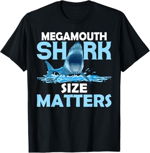 Mega Shark Size Matter Fun Shark Puns T-Shirt Black,Navy Blue,Asphalt Grey,Brown,Olive Green,Dark Heather Grey,Heather Grey,Heather