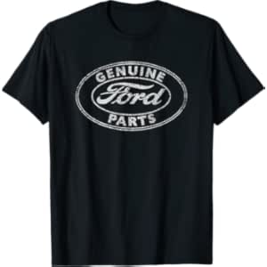 Ford Genuine Parts Logo T-Shirt – Men’s Adult Unisex Black Crew Neck Short Sleeve Logo T-Shirt – Small